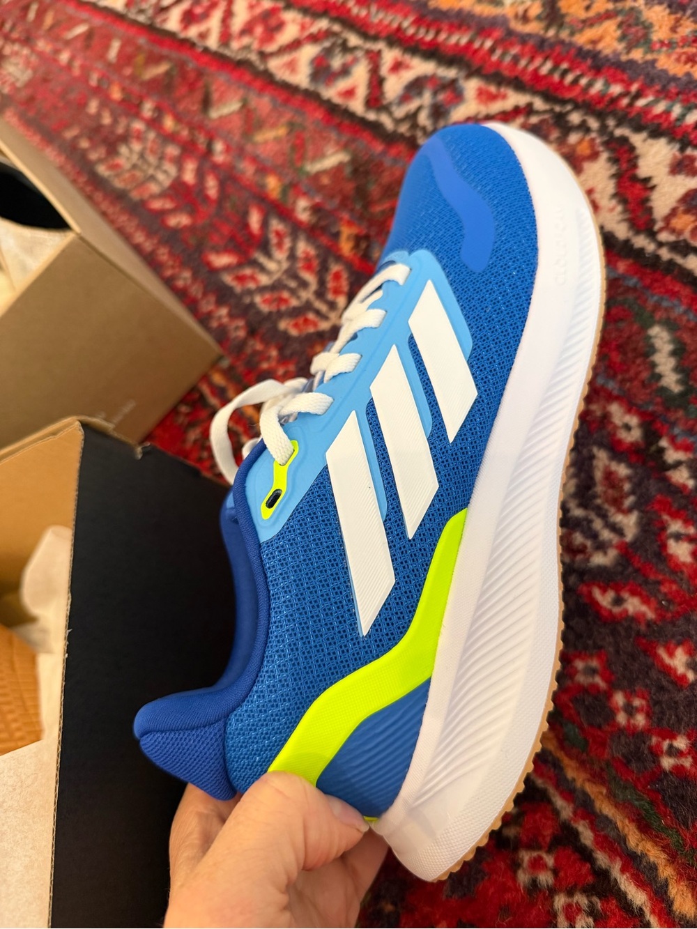 adidas Blue and Neon Yellow Kids Sneakers